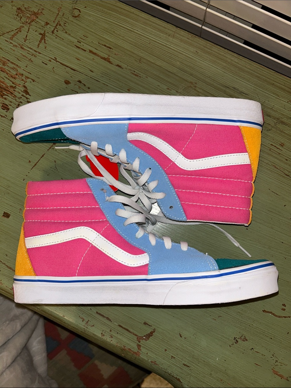 Vans High-Top Colorblock Sneakers in Pink, Blue, Teal and Yellow
